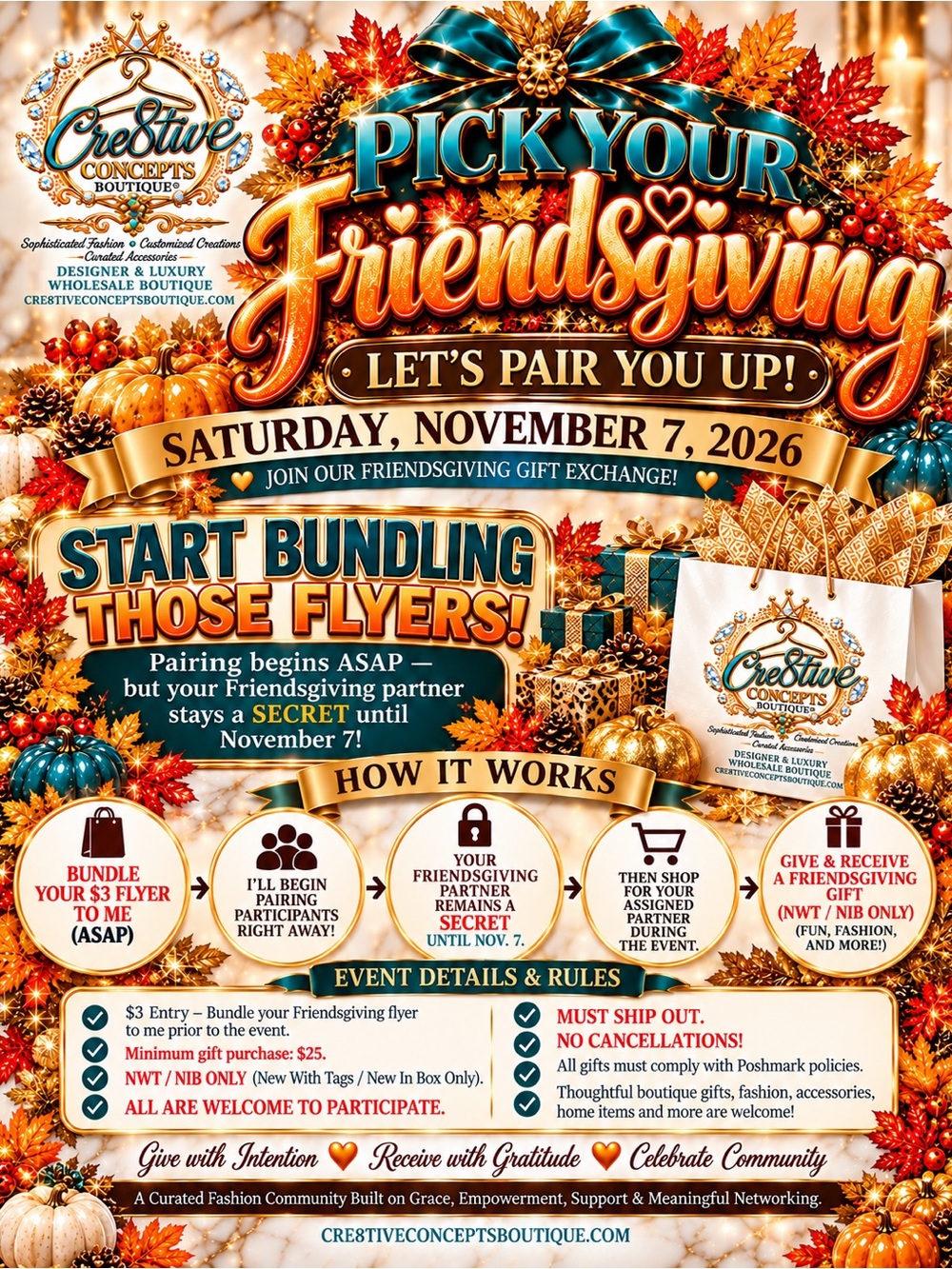 Create A Listing & Send ASAP, Friendsgiving Gift Exchange 🍁 All Are Welcome